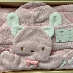 【新品】ファリミア　ポンチョ型バスタオル　ピンク