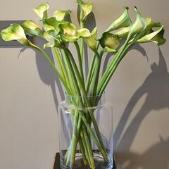 花瓶 高さ35cmの大きめサイズ 造花も譲ります。【展示品・美品】