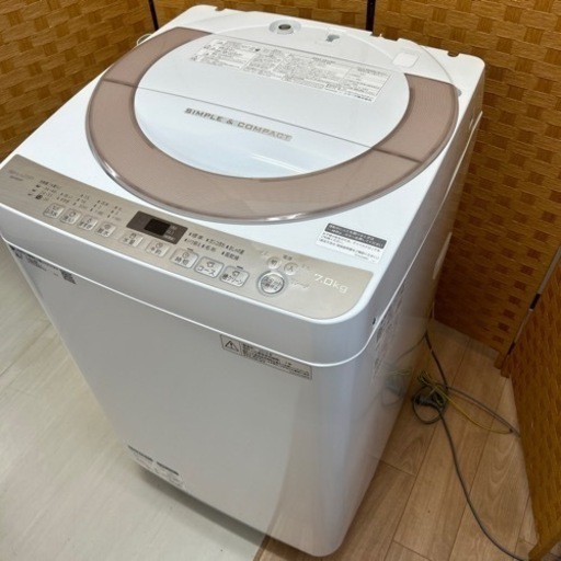 【引取】SHARP全自動電気洗濯機 ES-KS70T 2018年製 7キロ