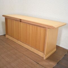 ≪yj642ジ≫Tendo/天童木工 キャビネット 3枚扉 幅180cm/奥行約50cm/高さ約70cm ナチュラルブラウン インテリア/収納家具 50416-03 