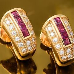 18KT ルビー・ダイヤモンド イヤリング 品番y21-459