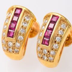 18KT ルビー・ダイヤモンド イヤリング 品番y21-459 18KT ルビー・ダイヤモンド イヤリング 品番y21-459