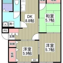 💚真岡駅徒歩7分の３DK・南東向き💚フリーレント1ヶ月付・敷礼０...