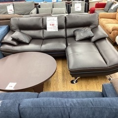 KD-18【新入荷　アウトレット】ニトリ　ロゾ4 本革カウチソファ2点セット　ブラウン