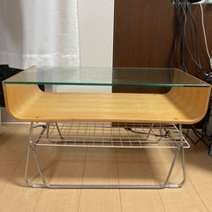 重さ10kg ガラス ローテーブル ナチュラル系 テレビ台にも