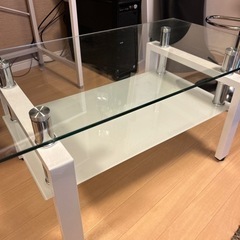 ローテーブル　ガラス　ホワイト
