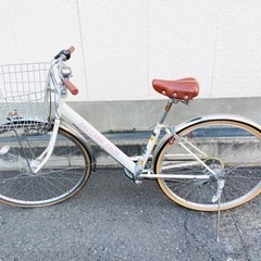 受付終了 シティサイクル ホワイト&ピンク 自転車