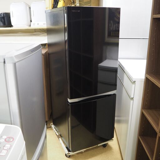 2019年製 動作品 東芝 冷蔵庫 ブラック 配達設置対応 1カ月保証 153L GR-P15BS 右開き 2ドア