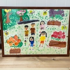🌈 【大判絵画】 No.04「バラ園の見学」癒されるのは子供が描...