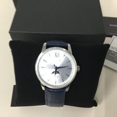 😸【本日の目玉品】[シチズン] 高級腕時計 メンズ クオーツ アナログ ムーンフェイズ レザー ステンレス ネイビー シルバー