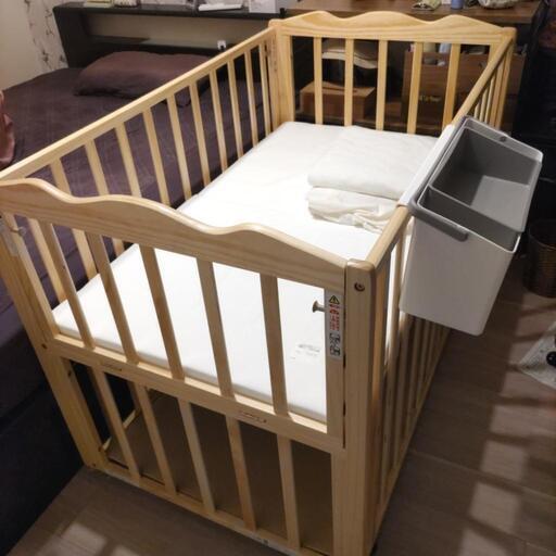 新品未開封品】フラルWオープン すのこベビーベッド □ラプスW