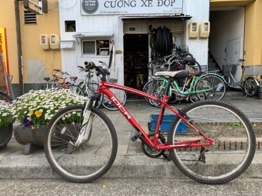 　ＭＴＢ自転車　２６インチ　3x7変速　赤　配達可能
