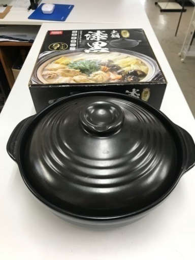 取引場所　南観音　A 2304-1055 IH対応　土鍋　漆黒　9号サイズ　汚れ　キズあり
