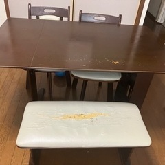 テーブル、椅子、ベンチセット