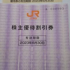 JR東海株主優待割引券1枚　※有効期限2023年6月30日