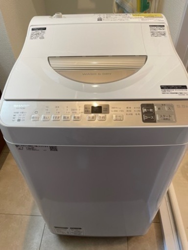 美品シャープES-T5CBK-N 縦型洗濯乾燥機洗濯5.5KG保証期間内