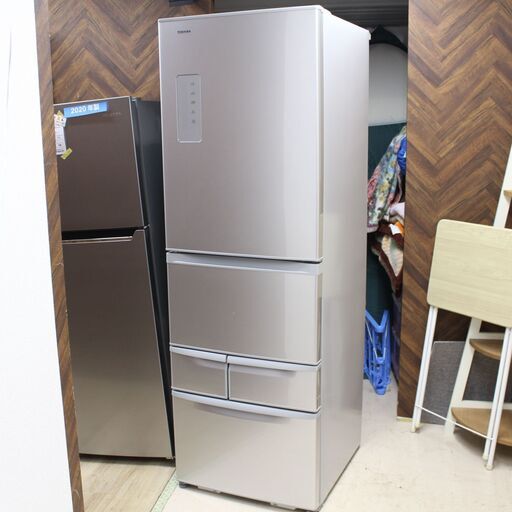 店S490)【美品】東芝 ノンフロン冷凍冷蔵庫 5ドア 410L GR-417G(S) 2017年製 シルバー 右開き TOSHIBA