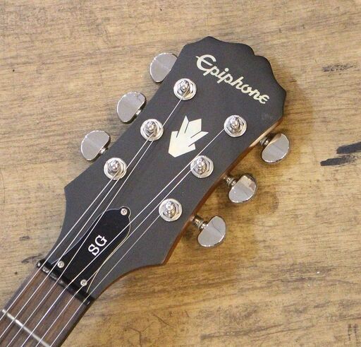(Y)北大前! 札幌 引取 Epiphone/エピフォン Worn G-400 Worn Brown SG エレキギター 木目 ウッド調 サテン ソフトケース付き 楽器 弦楽器