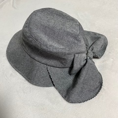 帽子 リボン 2way ネックカバー付き 紺 ネイビー