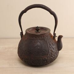 龍文堂造 鉄瓶 鉄ビン 鉄びん 煎茶道具 湯沸 (R2280aaxY)