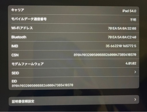 【SIMフリー/美品】iPad Pro（11インチ 第2世代）Wi-Fi+セルラー/256GB