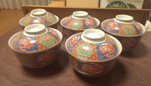 【1000円・6/11 午後で最後！取りに来て頂ける方限定】　蓋つきの汁椀5個セット