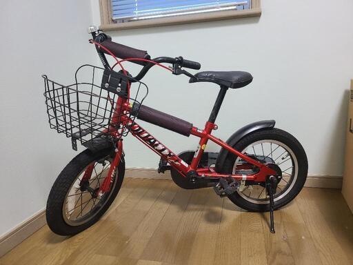 【室内保管】自転車デビューフルセット　自転車子供用14インチ、ヘルメット、肘\u0026膝サポーター、補助ハンドル、補助車輪　セット