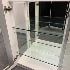 モリタインテリア キュリオケース デコレート 幅60 照明 飾り棚 コレクション ディスプレイ ホワイト 中古家具 店頭引取歓迎 R7089)