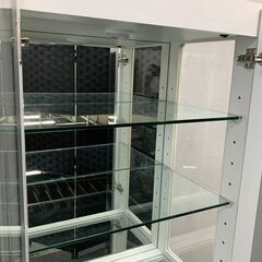 モリタインテリア キュリオケース デコレート 幅60 照明 飾り棚 コレクション ディスプレイ ホワイト 中古家具 店頭引取歓迎 R7089)