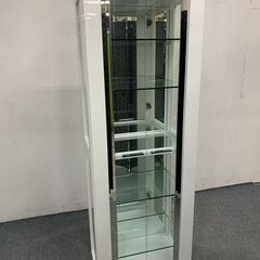 モリタインテリア キュリオケース デコレート 幅60 照明 飾り棚 コレクション ディスプレイ ホワイト 中古家具 店頭引取歓迎 R7089)