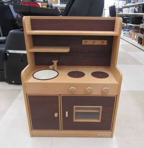 札幌市/清田区 川崎クラフト TIPP TAPP 木製ままごとキッチン ブラウン 川崎建具 中古品