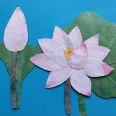 [紙遊び]　水蓮　蓮を和紙で作る
