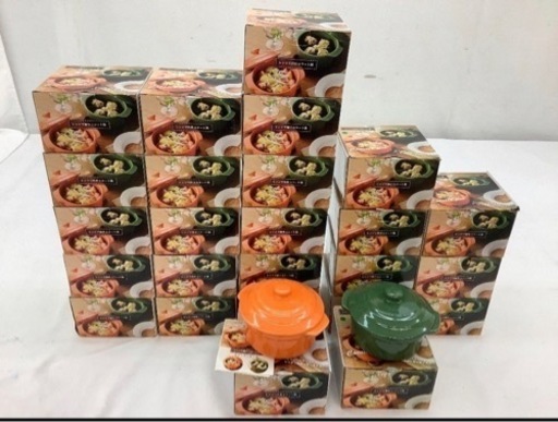 レンジで簡単ココット鍋 オレンジ色17個/緑色8個 未使用品