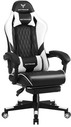 新品未開封 GXTRACE ゲーミングチェア GXT001-WHITE 椅子 オットマン付き 連動アームレスト リクライニング  (White, 連動型)