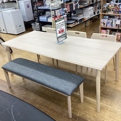 KE-1【新入荷　アウトレット】フォロワー　ベンチダイニング5点セット　ホワイト系