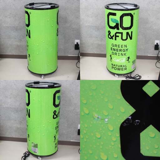 店S494)【非売品/希少】ガガミラノ グリーンエナジードリンク GO&FUN 缶型大型クーラーボックス オリジナル冷蔵庫 CC-65A 2