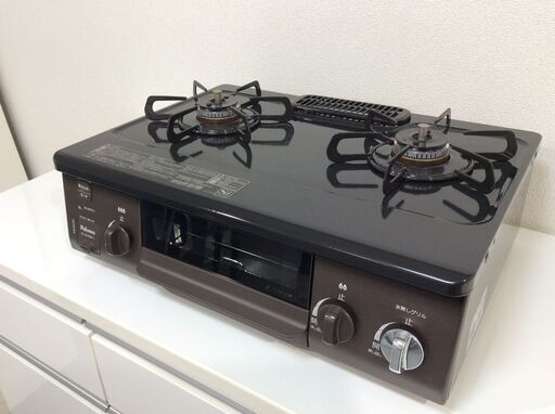 （7/6受渡済）JT6877【Paloma/パロマ ガスコンロ LPガス】美品 2021年製 IC-S37BM-2L 家電 キッチン ガステーブル 左側強火 ホーロートップ