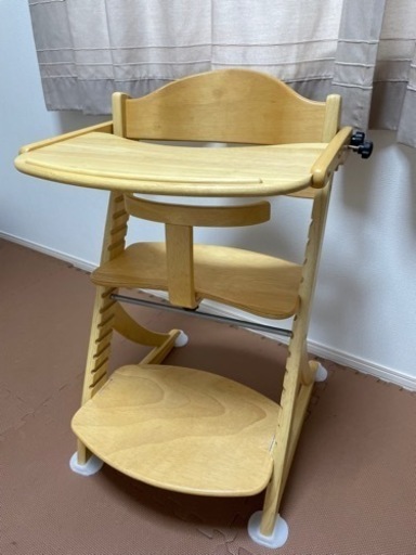 ［割と美品］大和屋 すくすくチェア テーブル\u0026ガード付 ナチュラル