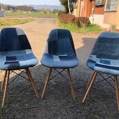 決定しました！　早い物勝ち！イームズチェア  デニム3脚　丸テーブルセット