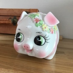 豚ちゃんの貯金箱　陶器　レトロ