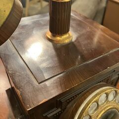 昭和レトロ 田村電機 パルテフォン 電話機 D-005 ダイヤル式 西洋風 アンティーク 木目調●BA04N058 