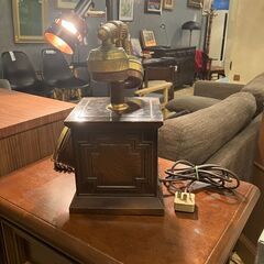 昭和レトロ 田村電機 パルテフォン 電話機 D-005 ダイヤル式 西洋風 アンティーク 木目調●BA04N058 