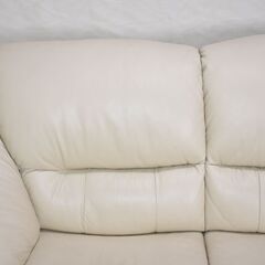 【ヤ取終了8/5】≪yj650ジ≫IDC大塚家具 3人掛け ソファ 本革 白色/ホワイト リビングソファ 3人用/トリプルソファ インテリア/家具 自宅/オフィス 50428-02　