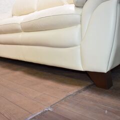 【ヤ取終了8/5】≪yj650ジ≫IDC大塚家具 3人掛け ソファ 本革 白色/ホワイト リビングソファ 3人用/トリプルソファ インテリア/家具 自宅/オフィス 50428-02　