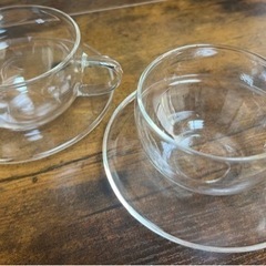 耐熱ガラスカップ&ソーサー(300ml) 2個セット