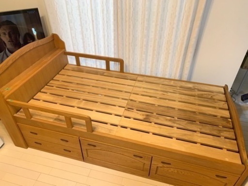 決まりました　美品　木製　　すのこ収納付きシングルベッド