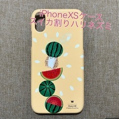 iPhoneXSケース(夏スイカ割りハリネズミ柄)