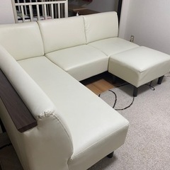 ダイニングソファー L字ソファー オットマン付き