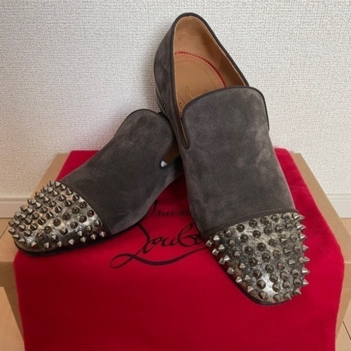 美品✴︎ルブタン✴︎ドレスシューズ スリッポン スパイク グレー 42 27cm