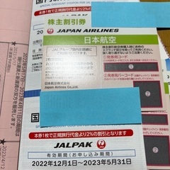【ネット決済・配送可】JAL株主優待券3枚と国内、海外旅行割引券